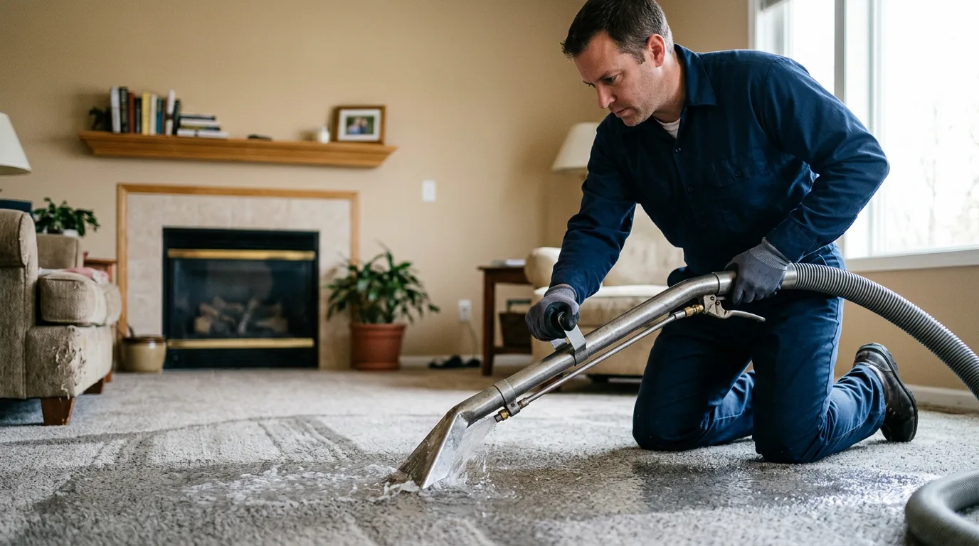 Water damage restoration technician working near Shepherd, TX